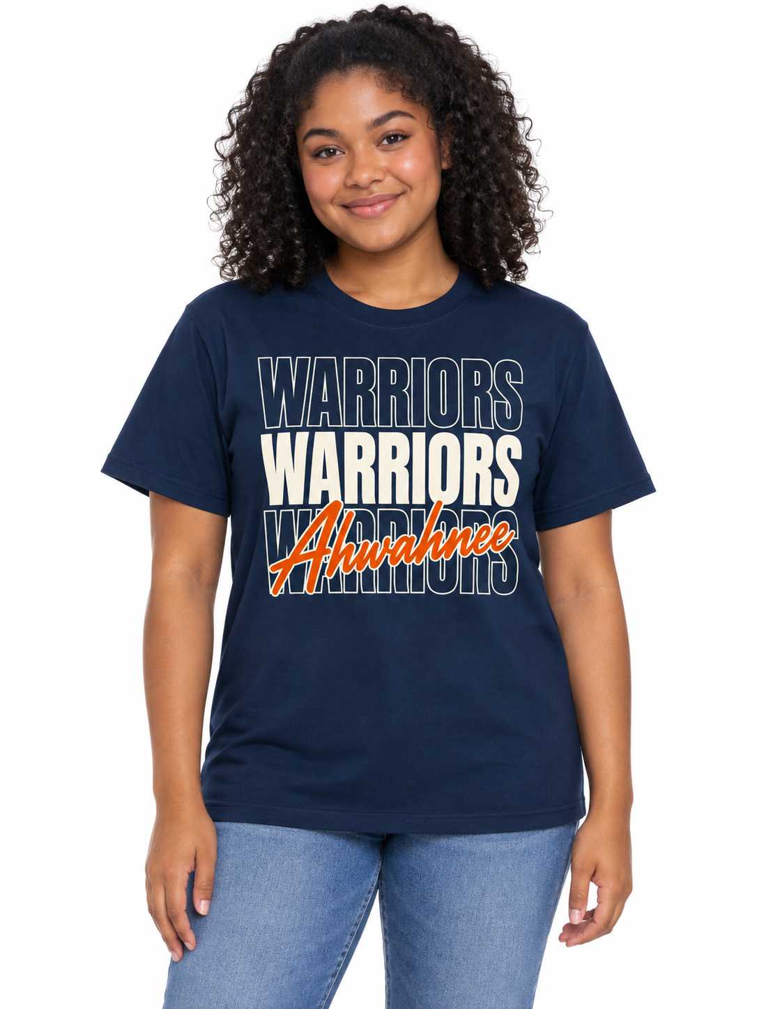 Ahwahnee Stacked Warriors Unisex T-Shirt - Navy