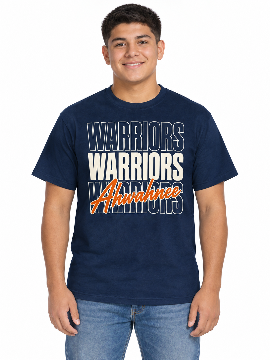 Ahwahnee Stacked Warriors Unisex T-Shirt - Navy