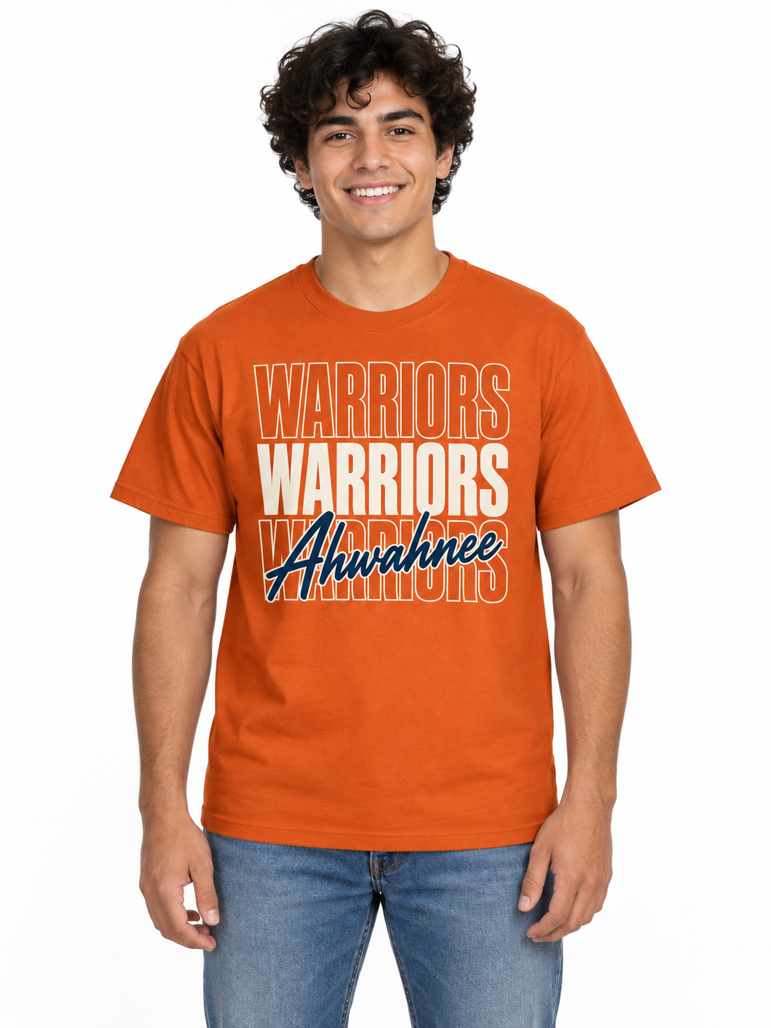 Ahwahnee Stacked Warriors Unisex T-Shirt - Orange
