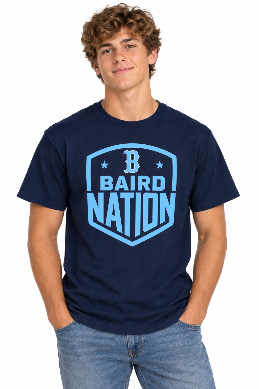 Baird Nation Shield 50/50 Unisex T-Shirt - Navy