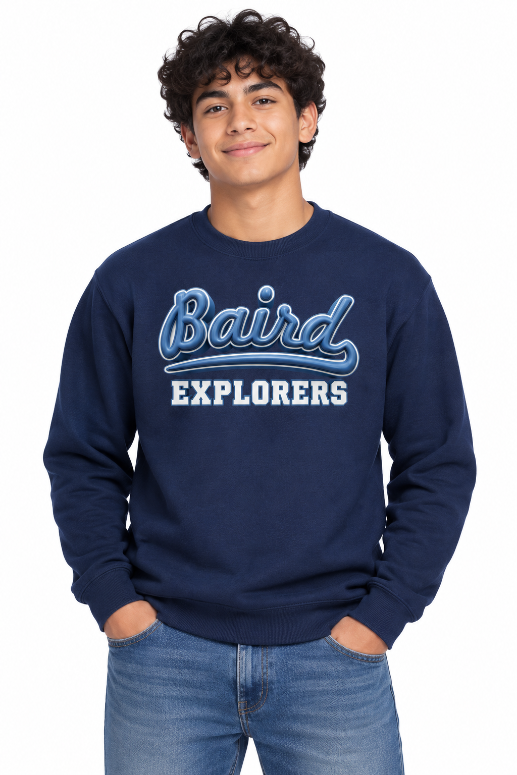 Baird Explorers 50/50 Unisex Crewneck Sweatshirt - Navy