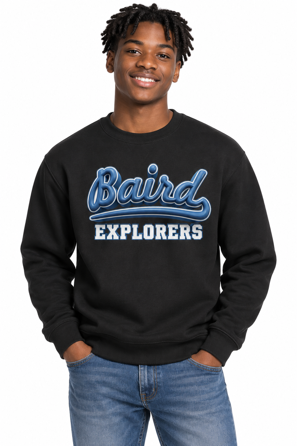 Baird Explorers 50/50 Unisex Crewneck Sweatshirt - Black