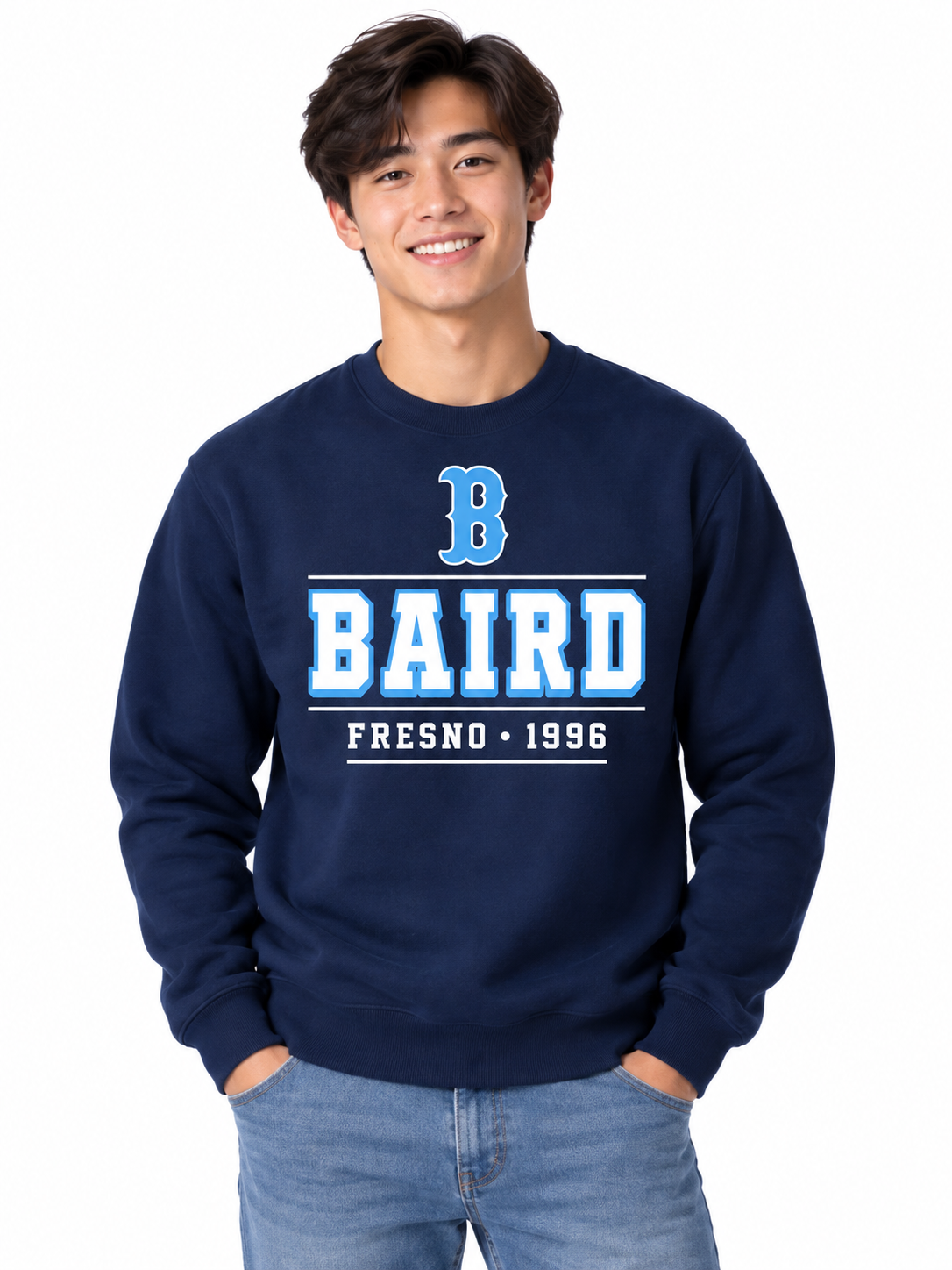 Baird Fresno 1996 Heritage 50/50 Unisex Crewneck Sweatshirt - Navy