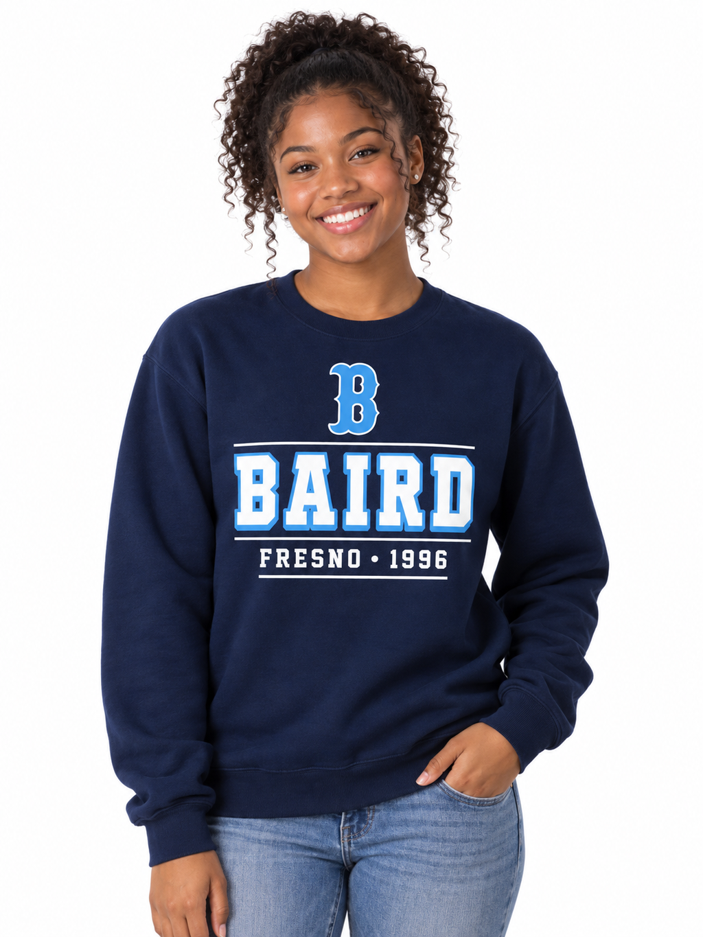 Baird Fresno 1996 Heritage 50/50 Unisex Crewneck Sweatshirt - Navy