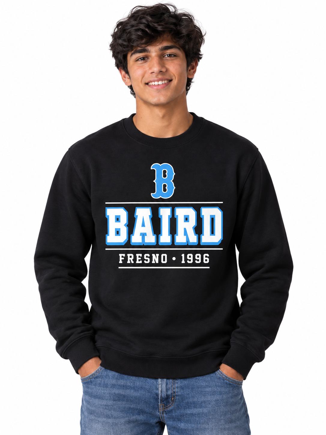 Baird Fresno 1996 Heritage 50/50 Unisex Crewneck Sweatshirt - Black