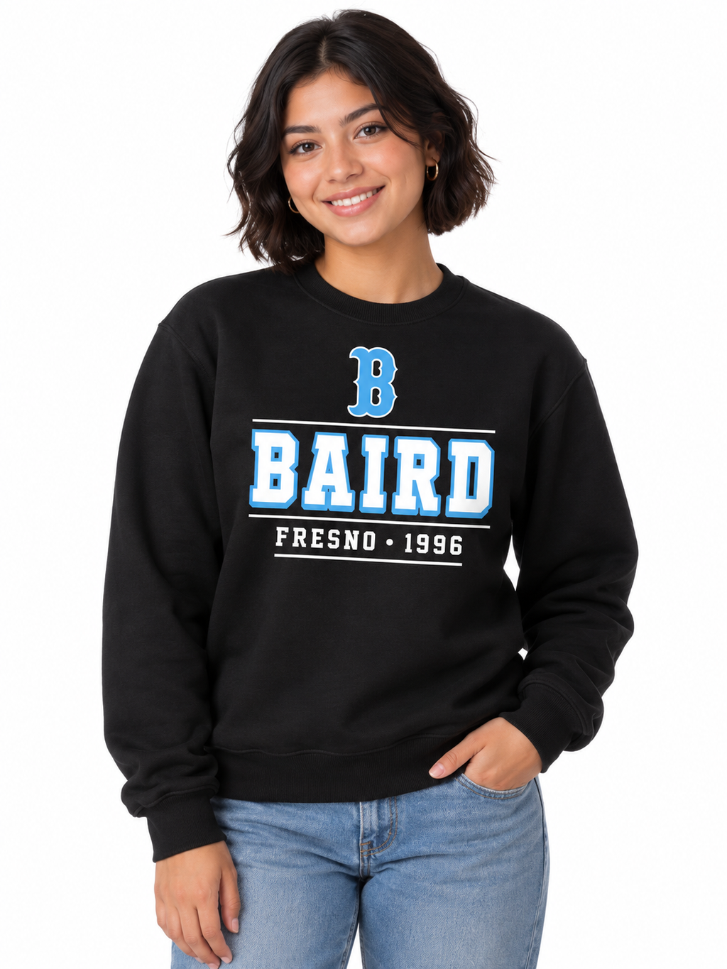 Baird Fresno 1996 Heritage 50/50 Unisex Crewneck Sweatshirt - Black