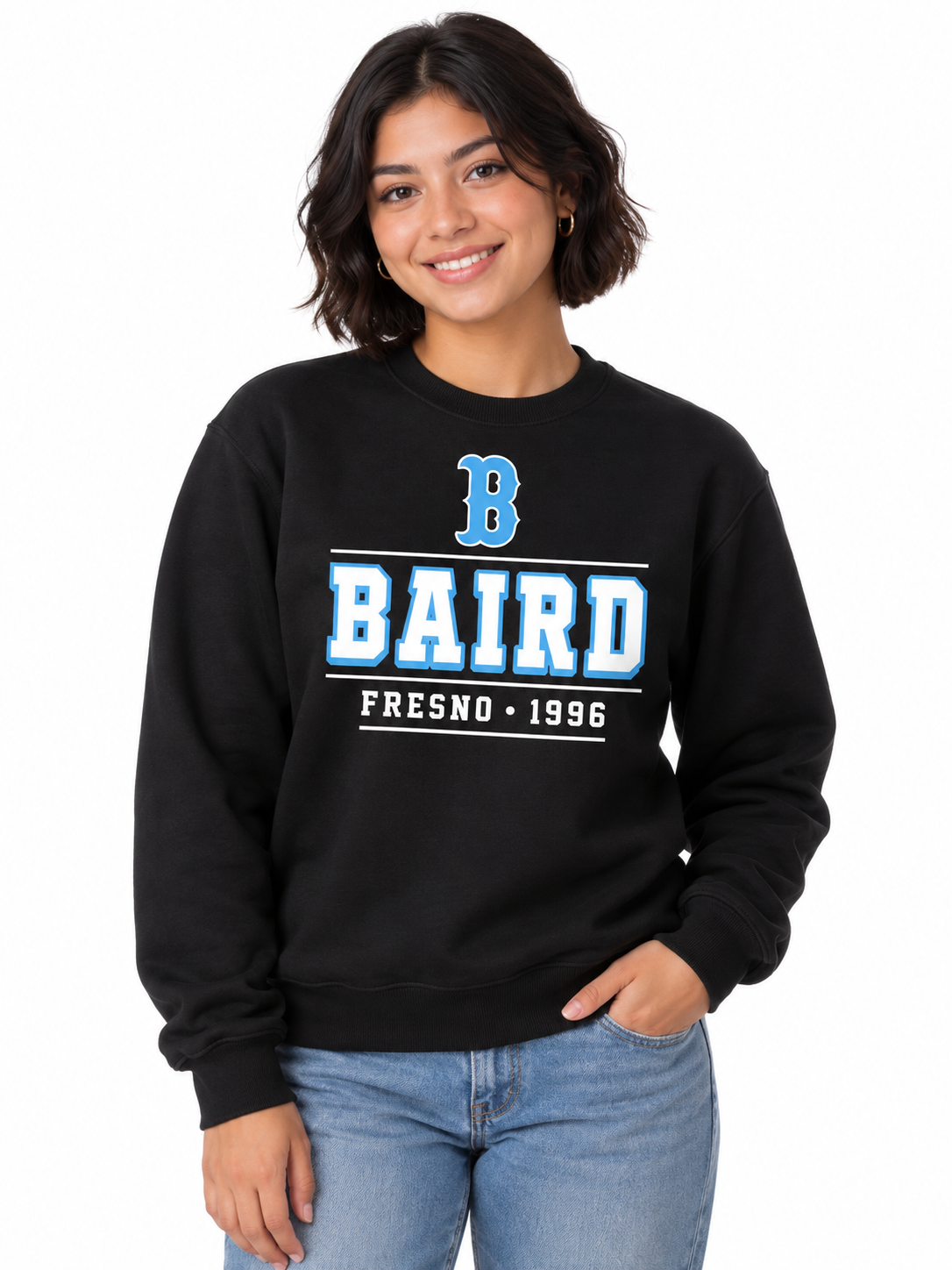 Baird Fresno 1996 Heritage 50/50 Unisex Crewneck Sweatshirt - Black