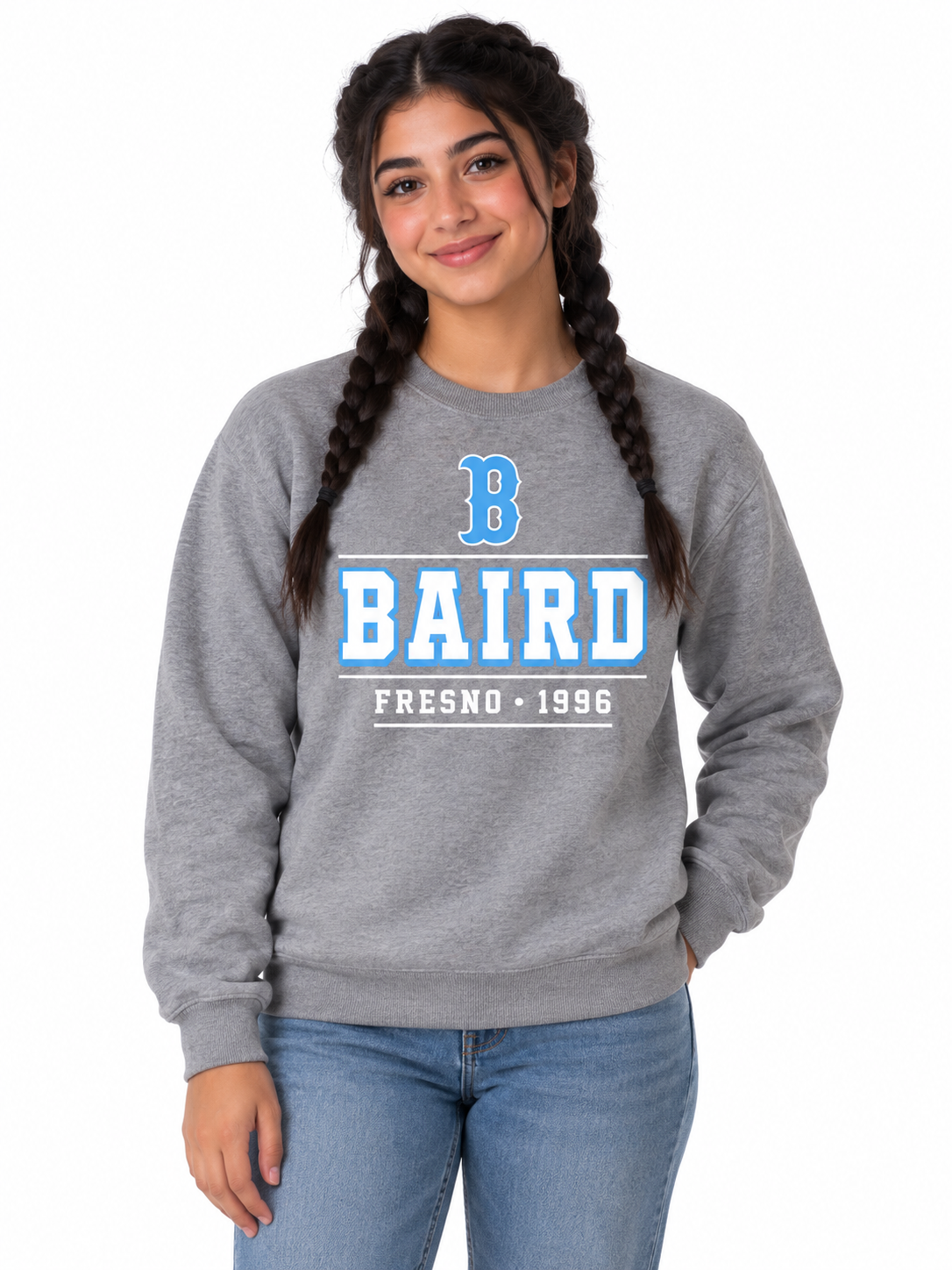 Baird Fresno 1996 Heritage 50/50 Unisex Crewneck Sweatshirt - Grey