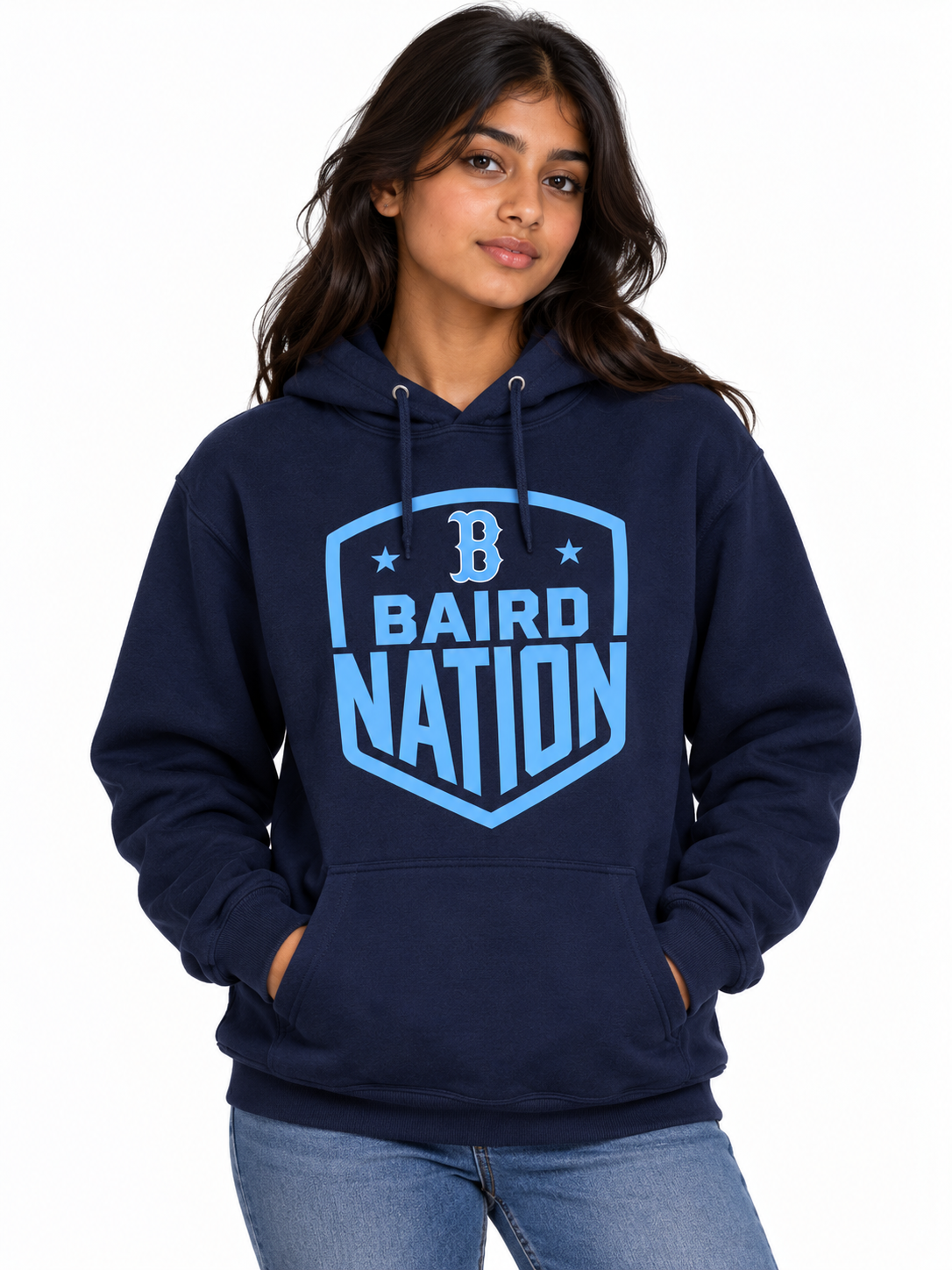 Baird Nation Shield 50/50 Unisex Pullover Hoodie - Navy