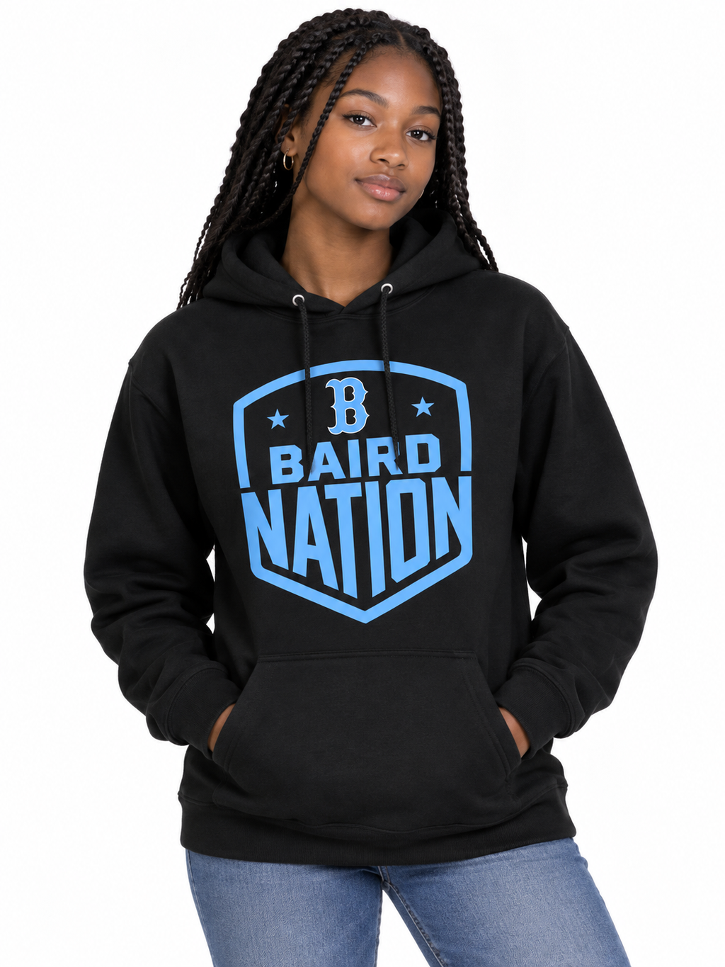 Baird Nation Shield 50/50 Unisex Pullover Hoodie - Black