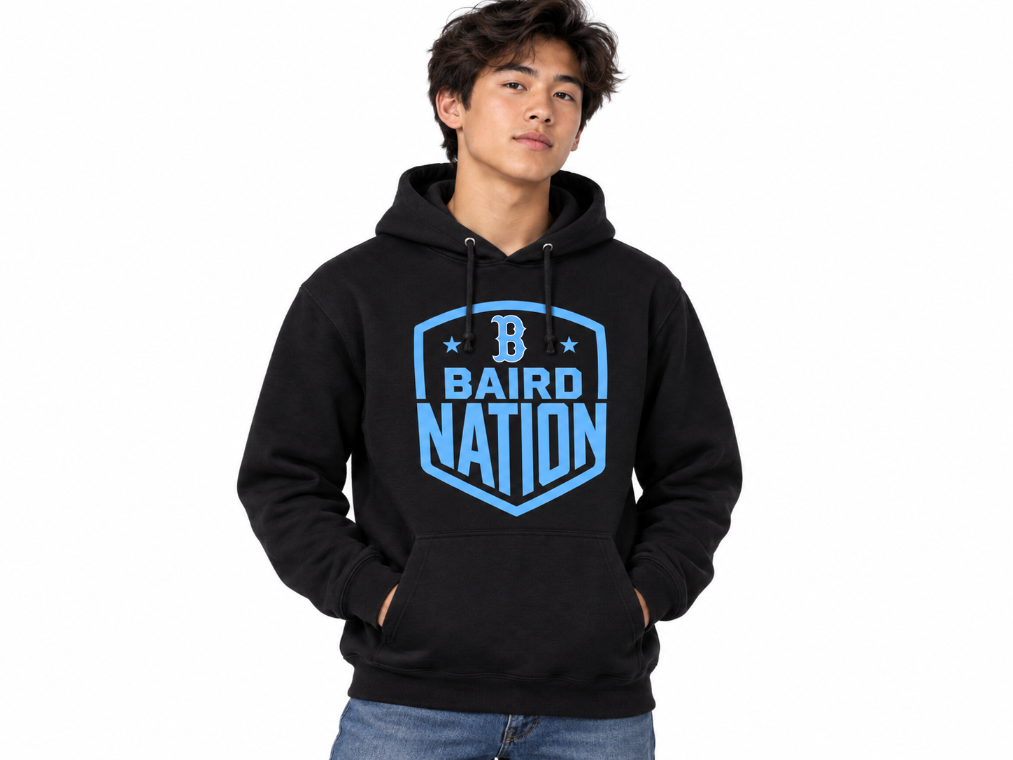 Baird Nation Shield 50/50 Unisex Pullover Hoodie - Black