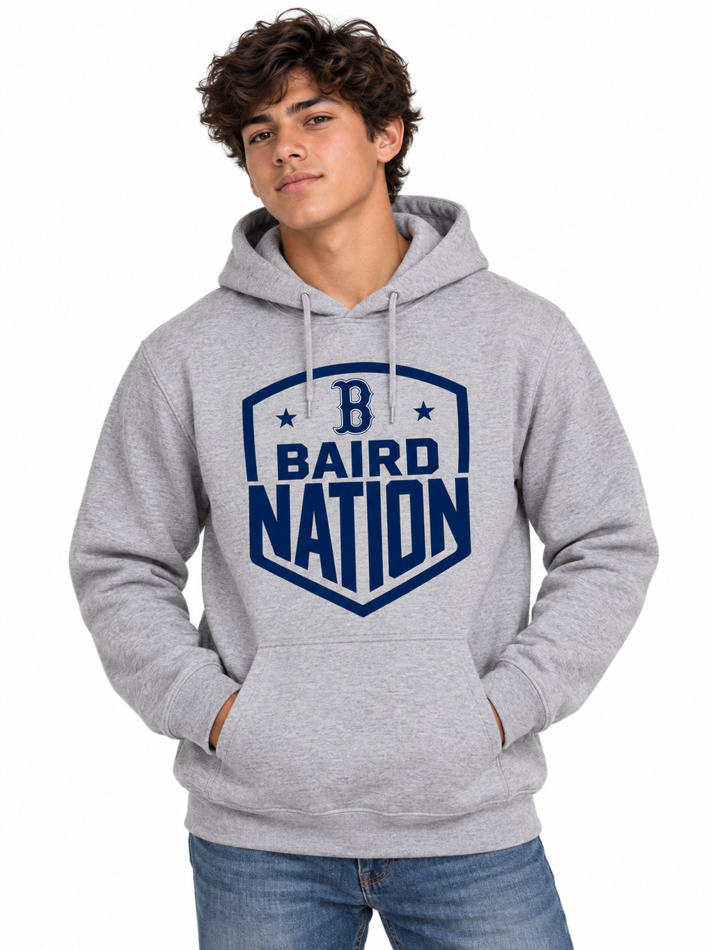 Baird Nation Shield 50/50 Unisex Pullover Hoodie - Grey