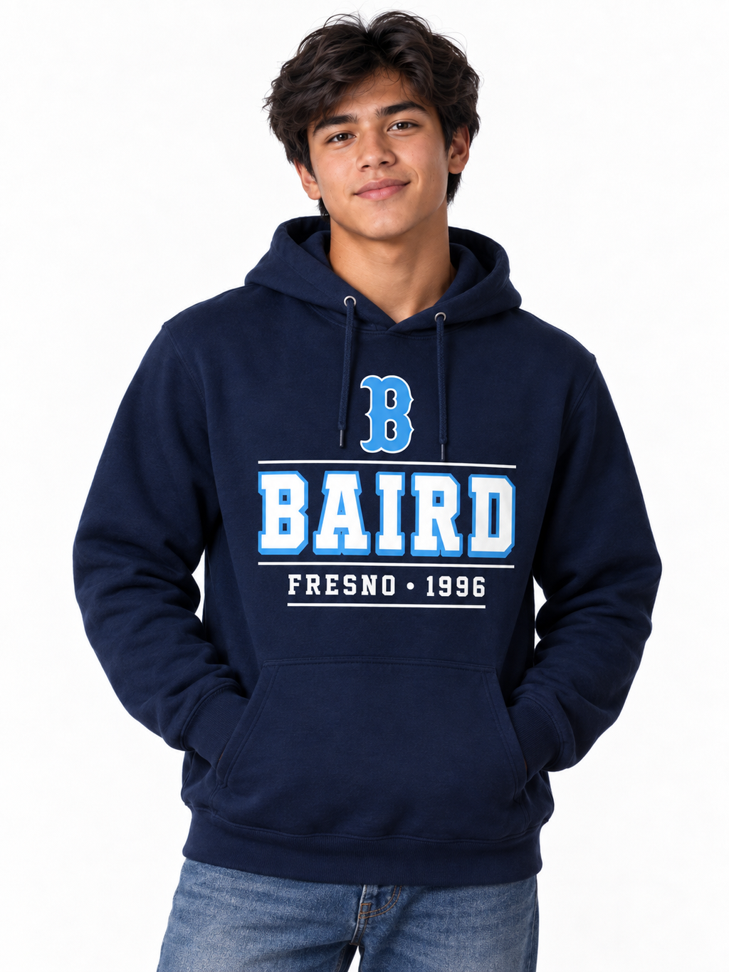 Baird Fresno 1996 50/50 Unisex Pullover Hoodie - Navy