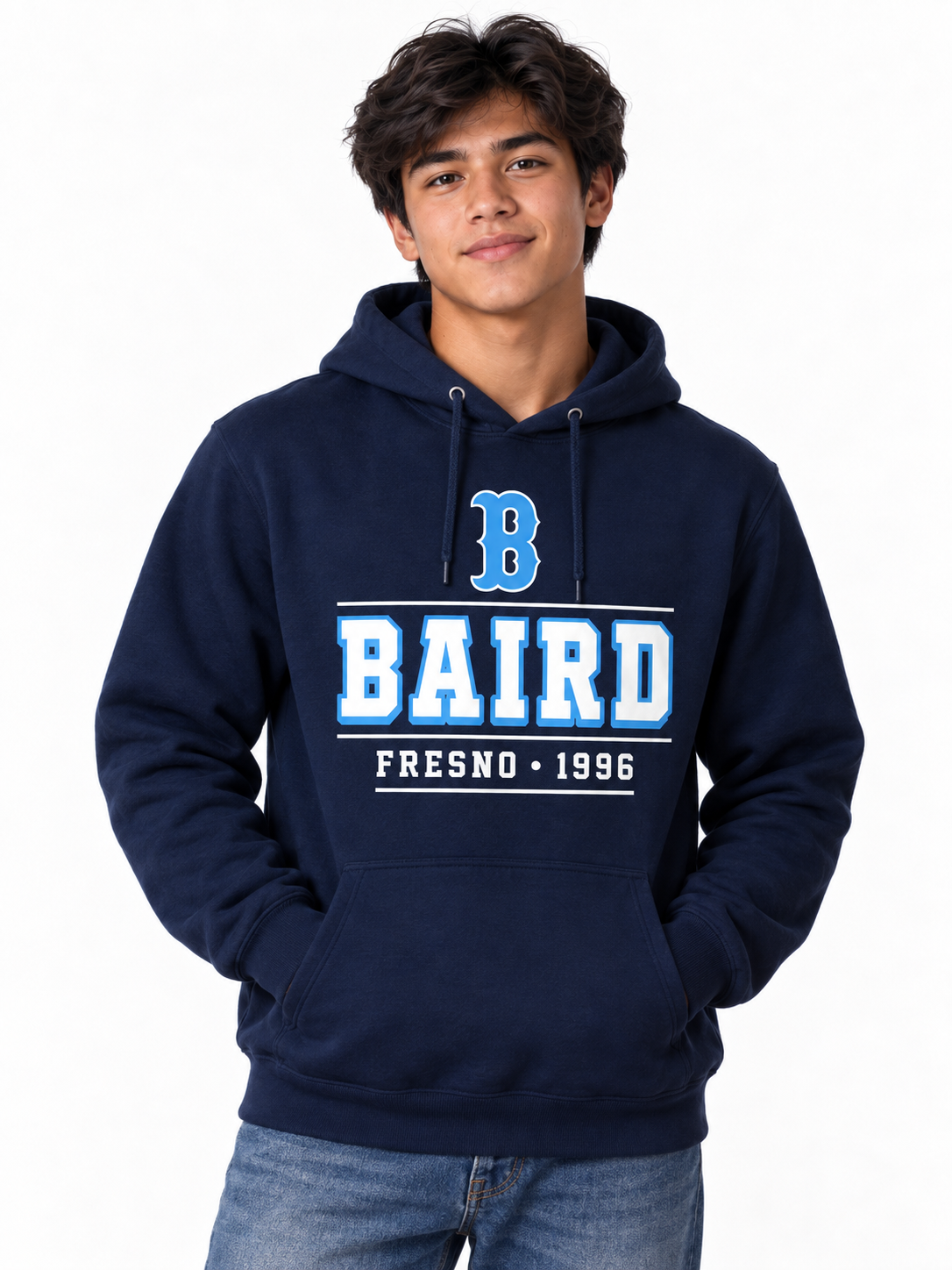Baird Fresno 1996 50/50 Unisex Pullover Hoodie - Navy