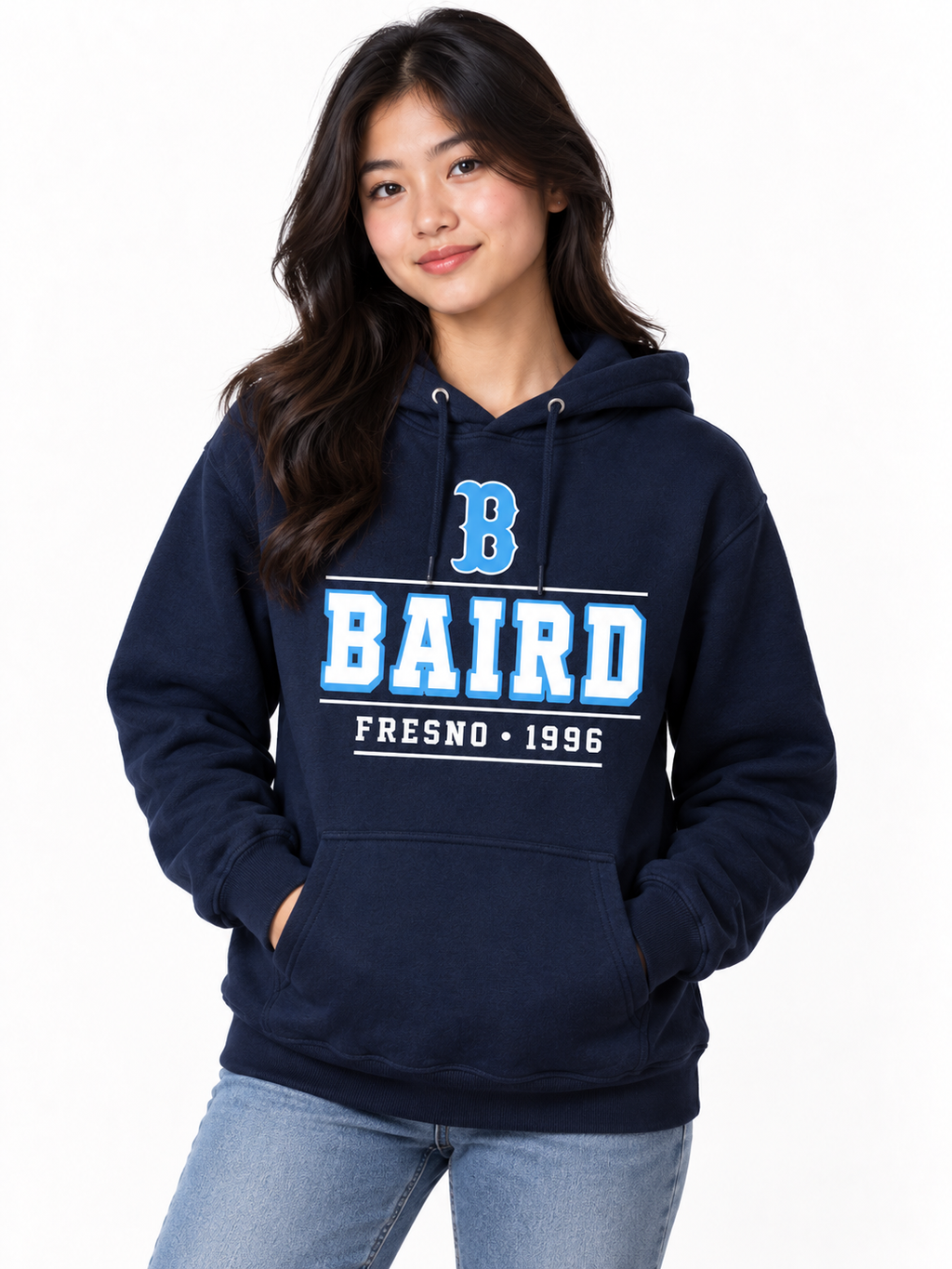 Baird Fresno 1996 50/50 Unisex Pullover Hoodie - Navy
