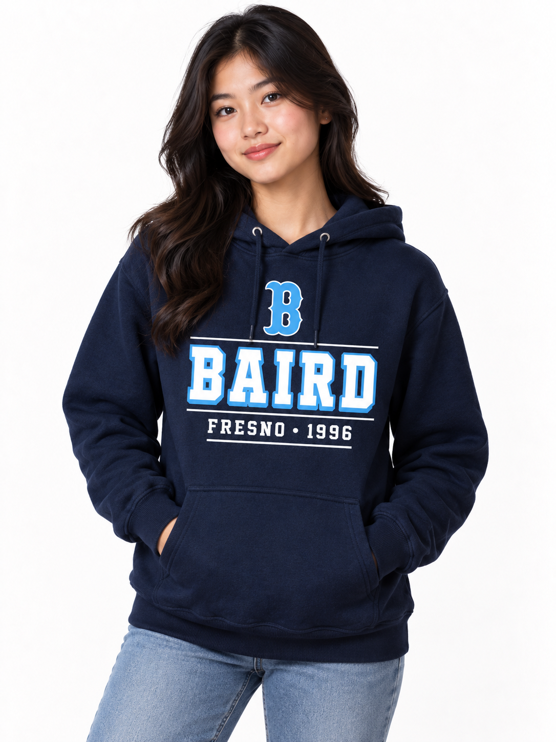 Baird Fresno 1996 50/50 Unisex Pullover Hoodie - Navy